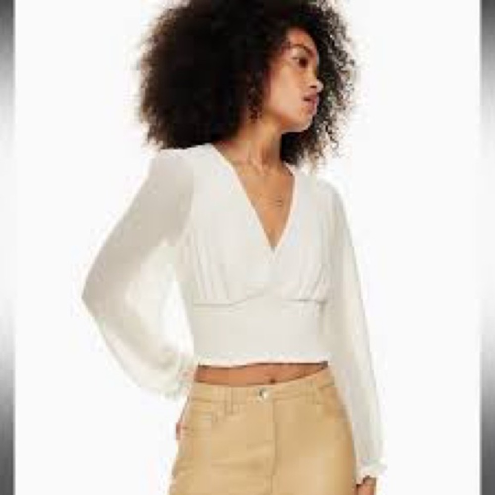 Aritzia Wilfred White V-Neck Blouse